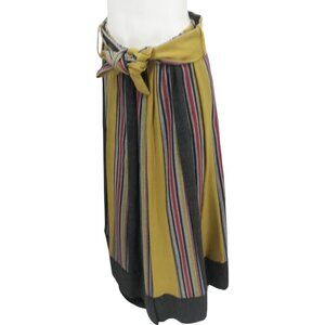 Vintage Chessa Davis Wool Lined Striped Maxi Skirt Size M/L? Belted Patchwork